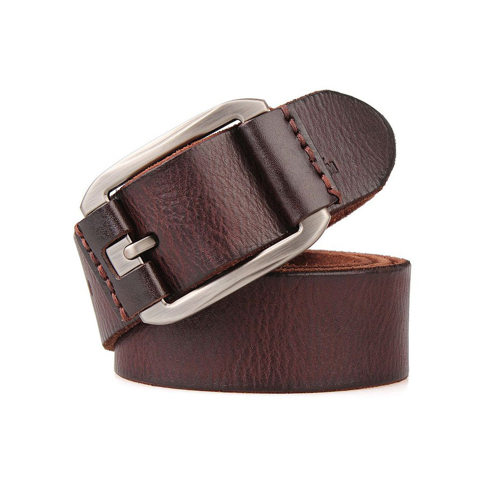 Komplet robust kernelæderbælte med spændehuller