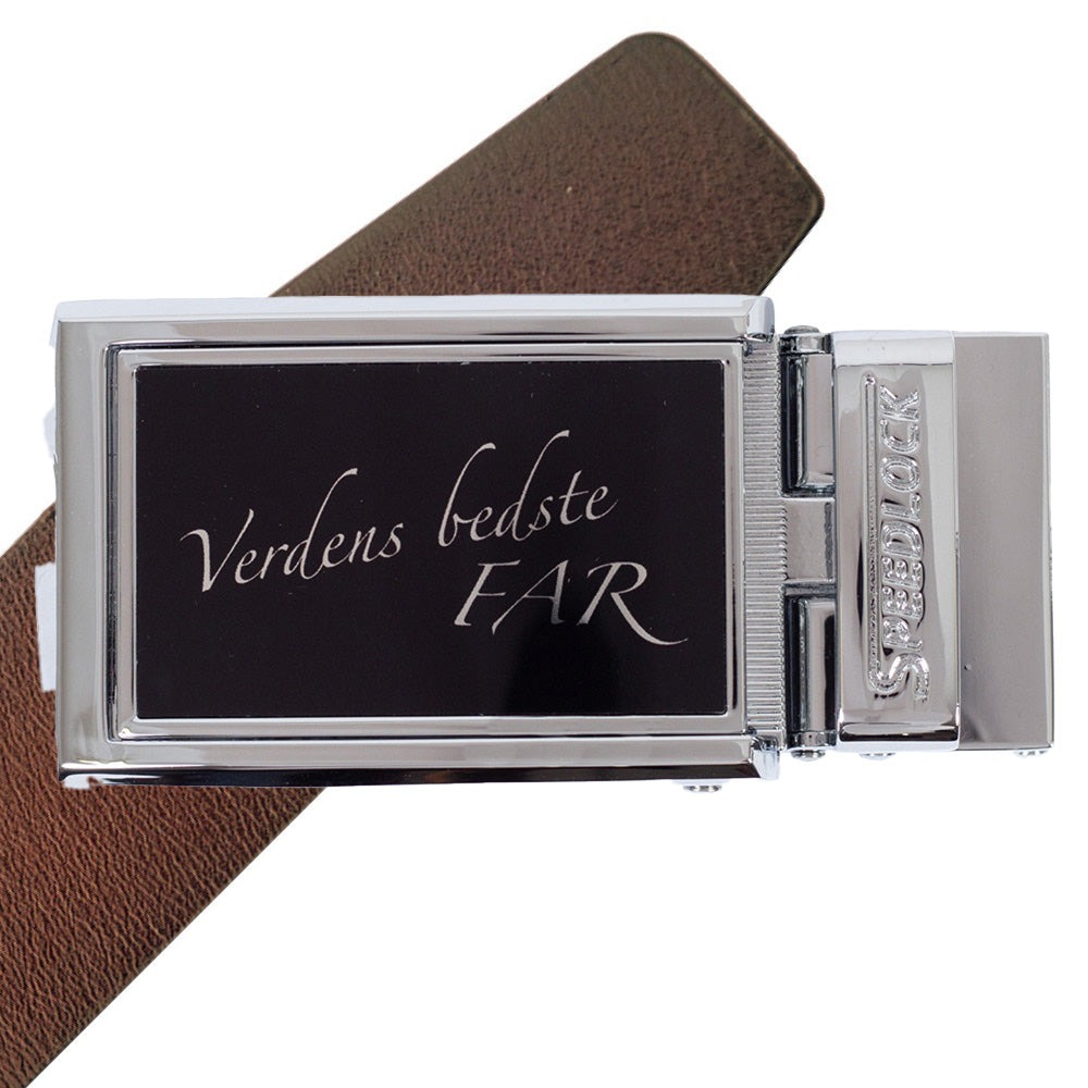 Komplet kernelæderbælte med fars dag motiv på spændet