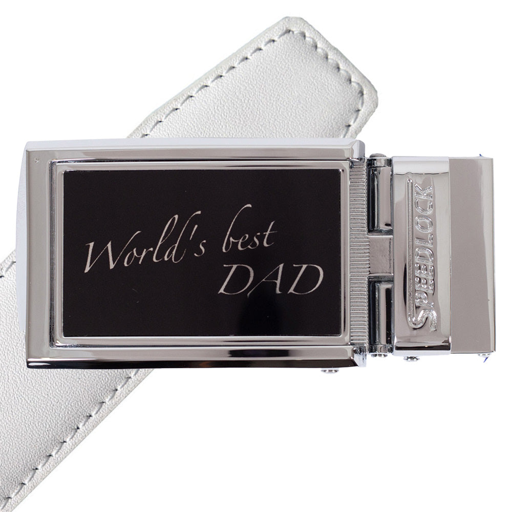 Komplet splitlæderbælte med fars dag motiv på spændet