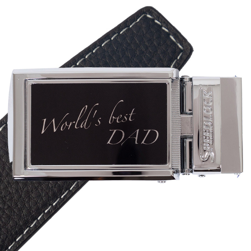 Komplet splitlæderbælte med fars dag motiv på spændet