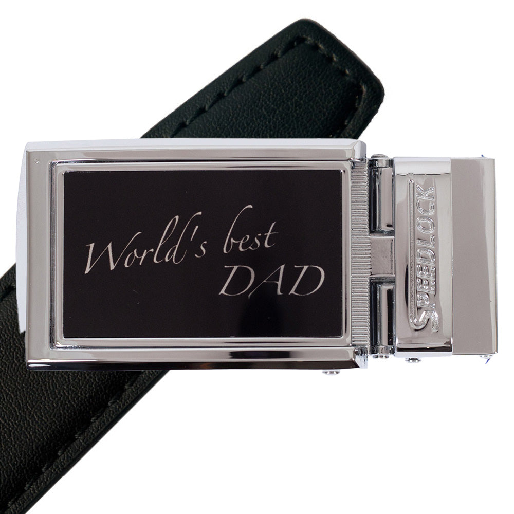 Komplet splitlæderbælte med fars dag motiv på spændet