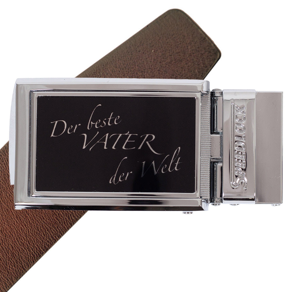 Komplet kernelæderbælte med fars dag motiv på spændet