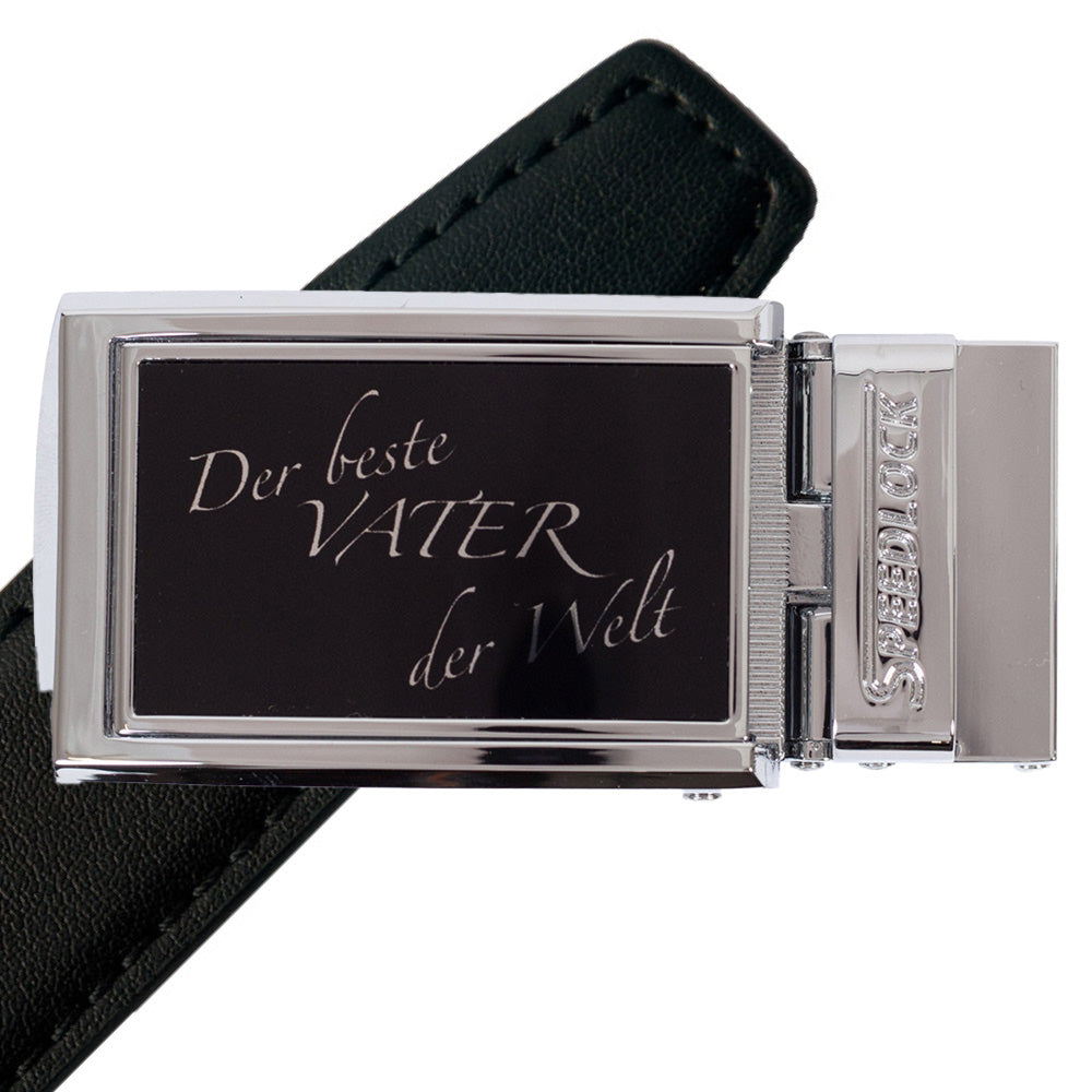 Komplet splitlæderbælte med fars dag motiv på spændet