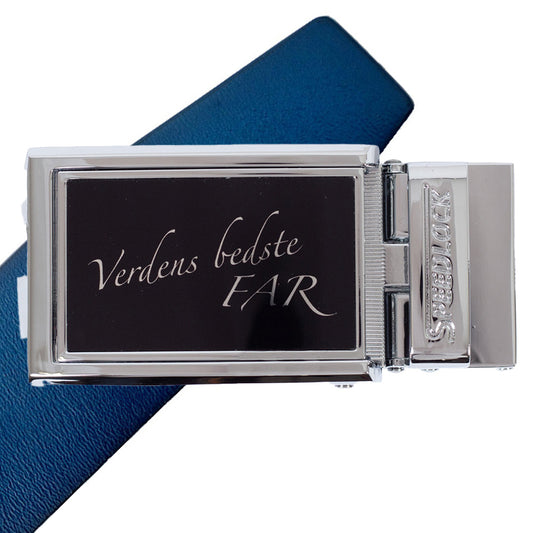 Komplet kernelæderbælte med fars dag motiv på spændet