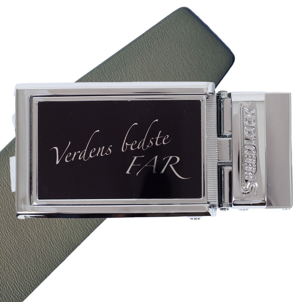 Komplet kernelæderbælte med fars dag motiv på spændet