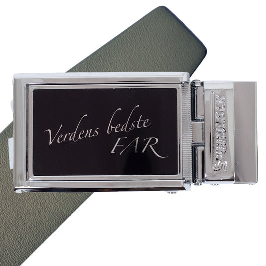 Komplet kernelæderbælte med fars dag motiv på spændet