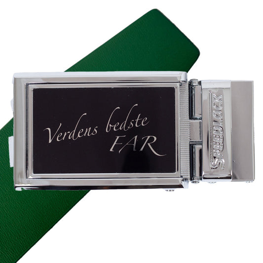 Komplet kernelæderbælte med fars dag motiv på spændet