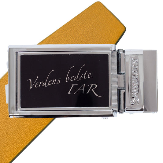 Komplet kernelæderbælte med fars dag motiv på spændet