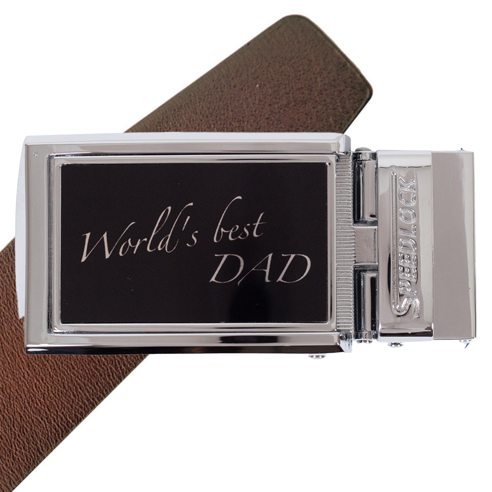 Komplet kernelæderbælte med fars dag motiv på spændet