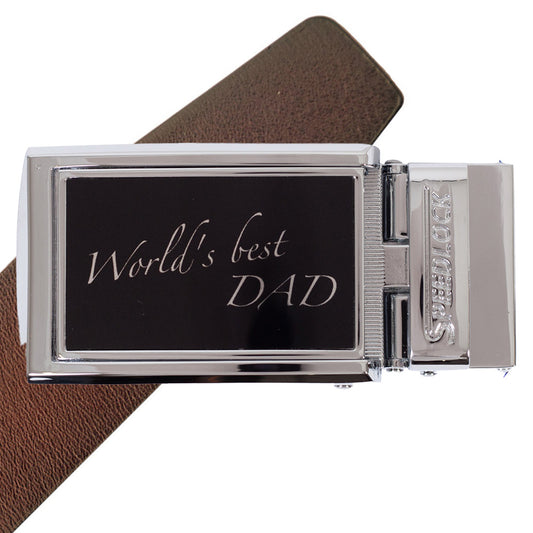 Komplet kernelæderbælte med fars dag motiv på spændet