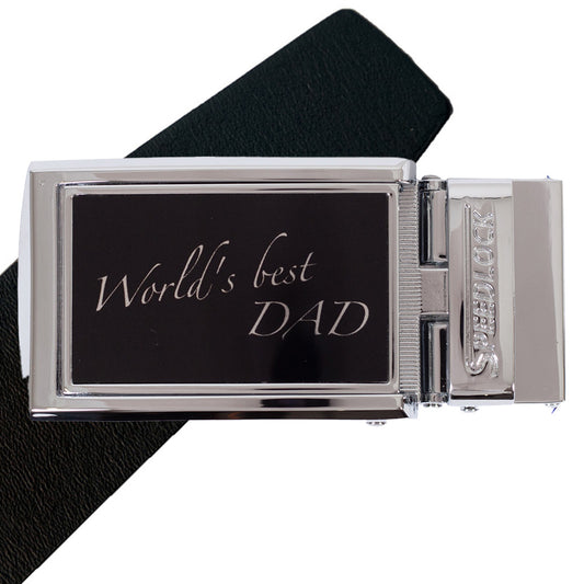 Komplet kernelæderbælte med fars dag motiv på spændet