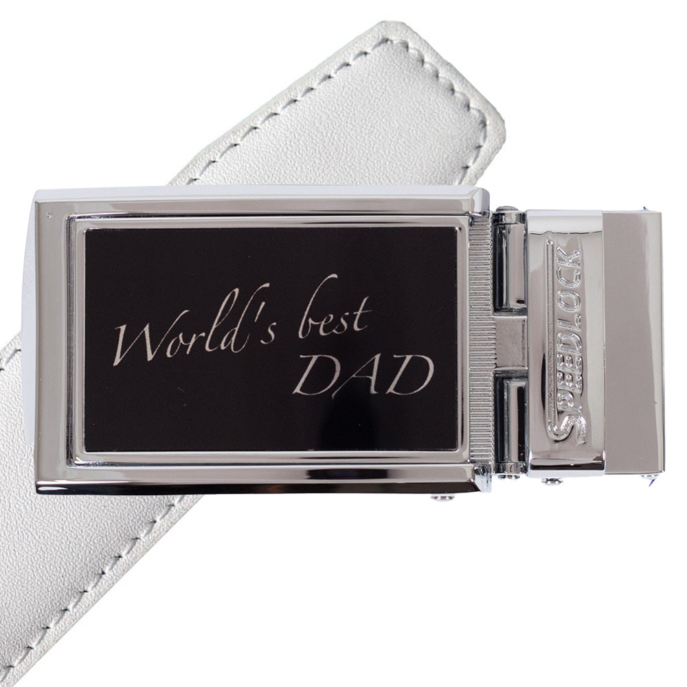 Komplet splitlæderbælte med fars dag motiv på spændet