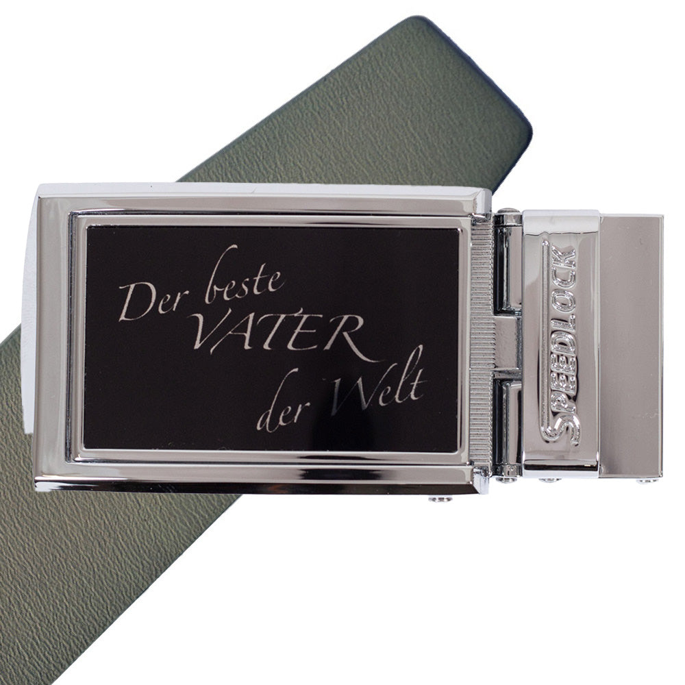 Komplet kernelæderbælte med fars dag motiv på spændet
