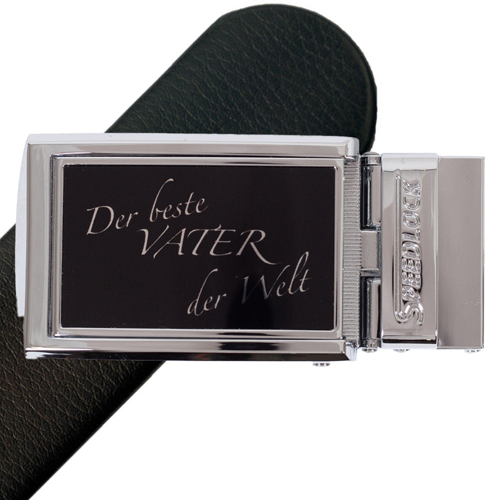 Komplet splitlæderbælte med fars dag motiv på spændet