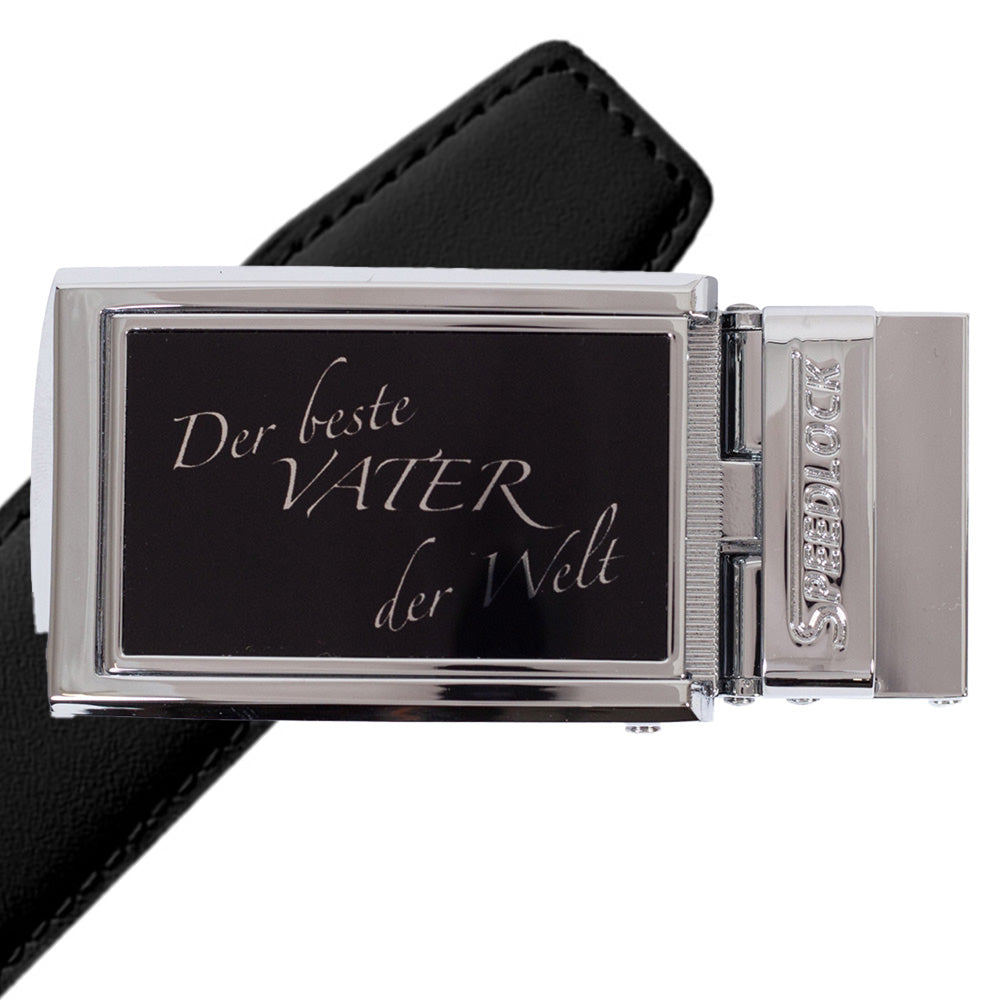 Komplet splitlæderbælte med fars dag motiv på spændet